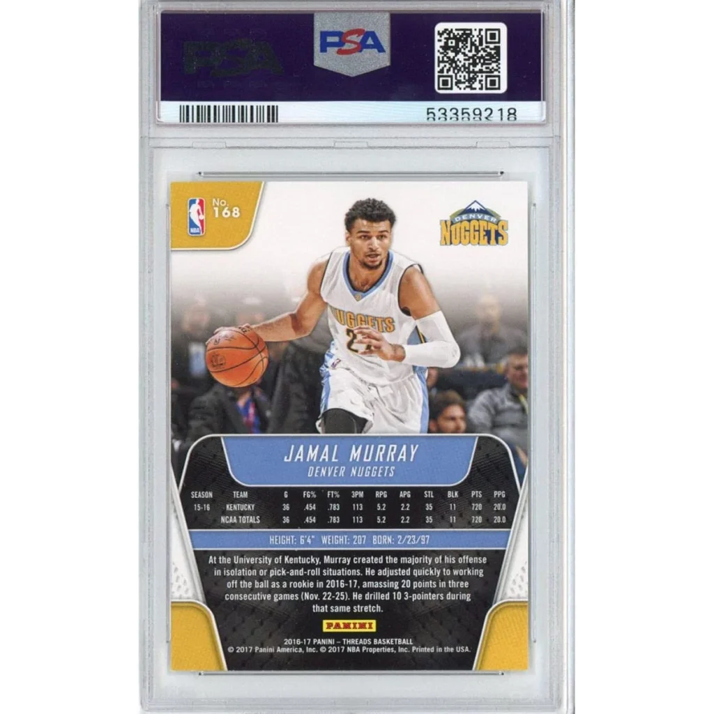Graded Jamal Murray 2016 Panini Threads Rookie Card collectible basketball card
