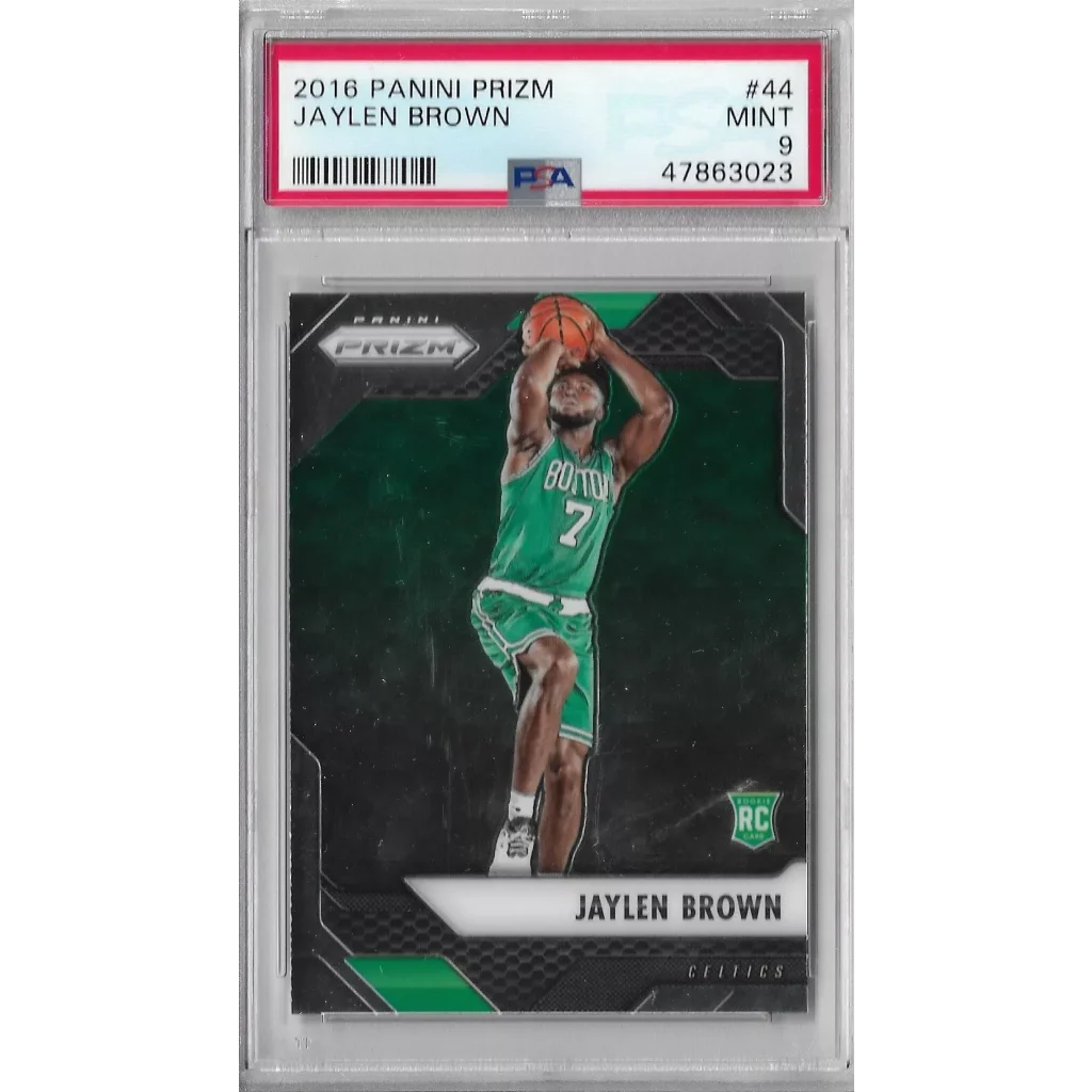 Professional sports authenticator graded 2016 Panini Prizm Jaylen Brown rookie card for collectors