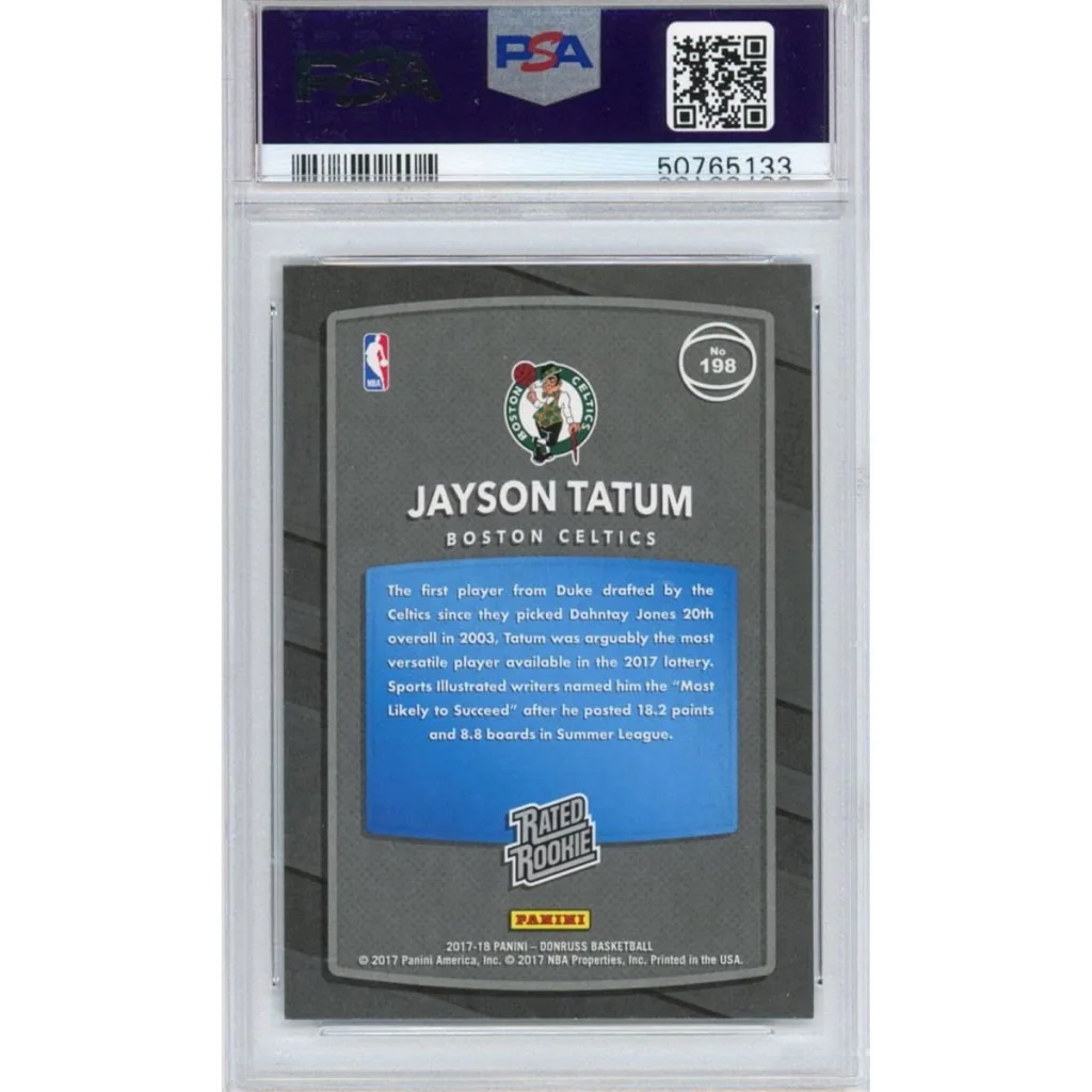 Graded PSA 10 2017-18 Panini Donruss Jayson Tatum rookie card