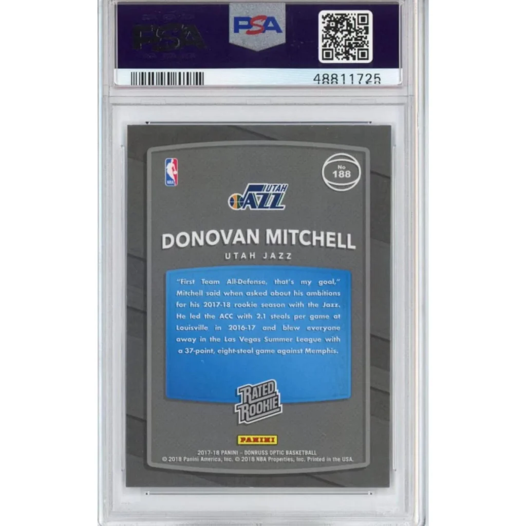Graded PSA 10 2017-18 Panini Donruss Optic Donovan Mitchell Jazz rookie card