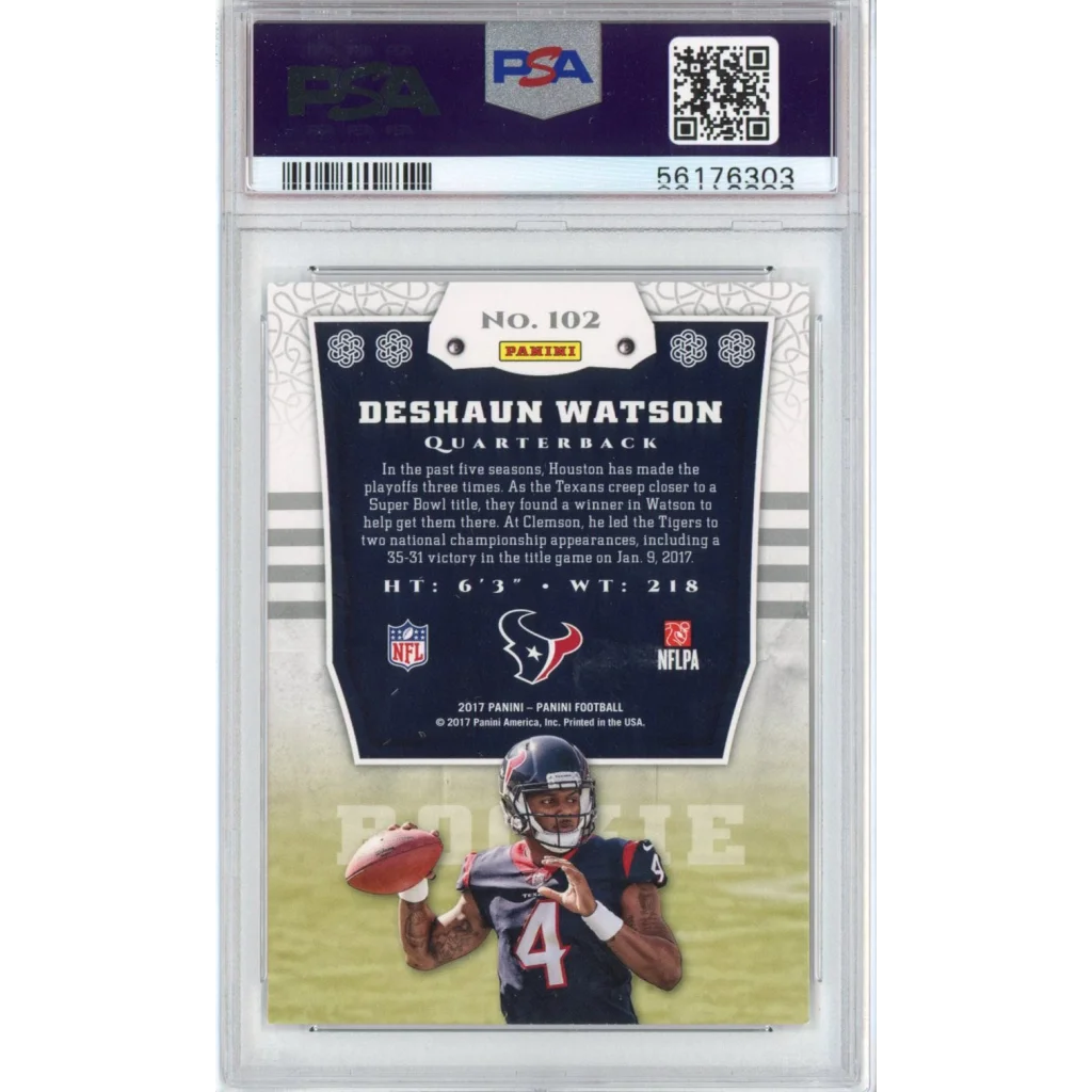 Graded 2017 Panini Deshaun Watson #102 Rookie RC Football Card PSA 10 Gem Mint | PSA 10 Gem Mint Graded Rookie Card | vintageantiquesgifts.com