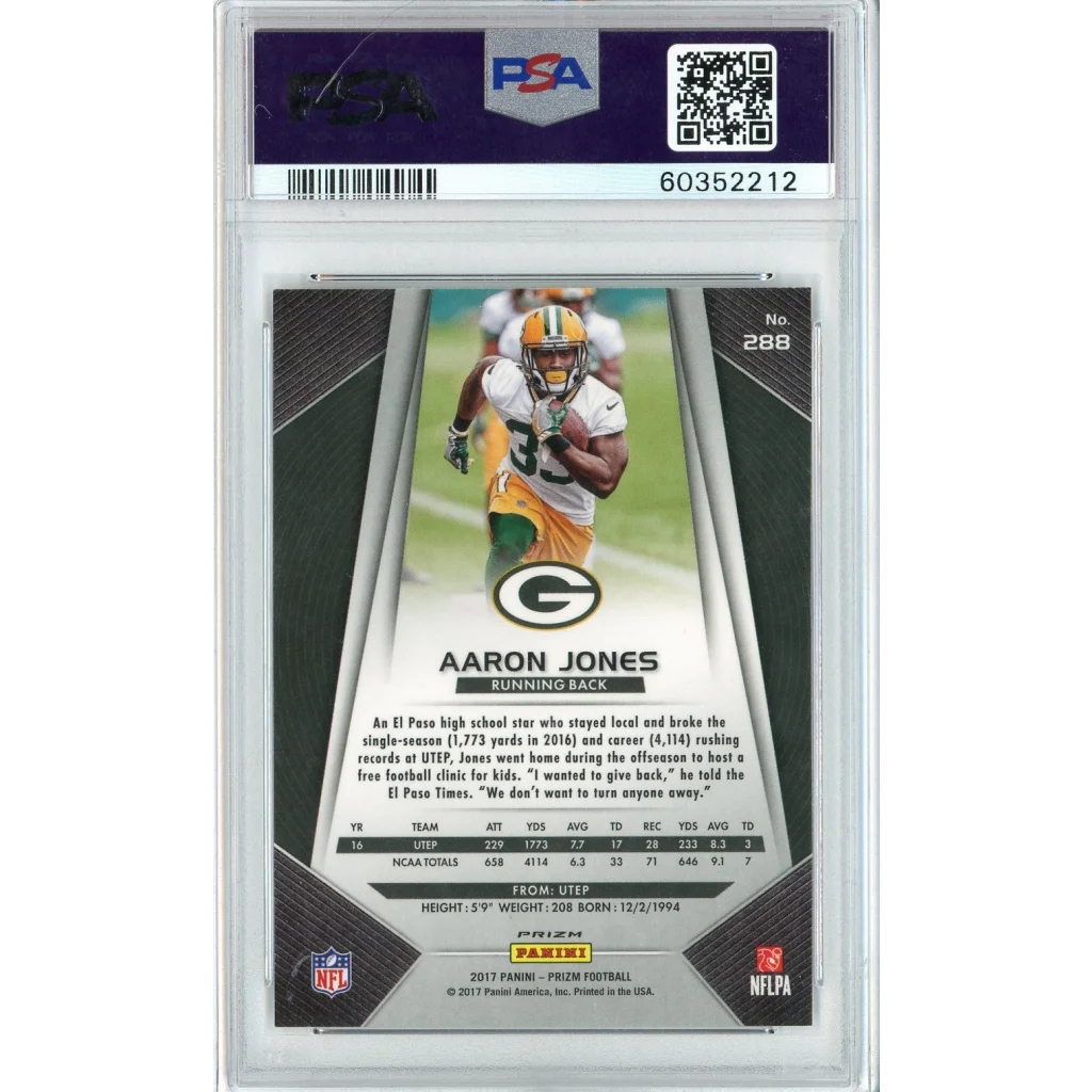 PSA Graded 2017 Panini Prizm Aaron Jones Rookie Card football trading card