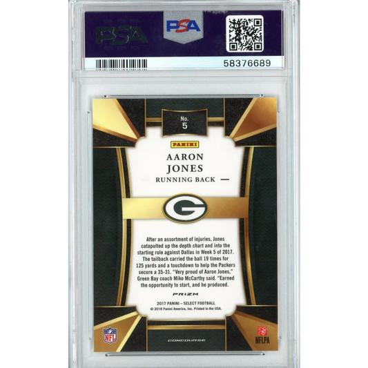 Graded PSA 10 Gem Mint 2017 Panini Select Aaron Jones #5 Rookie RC Card