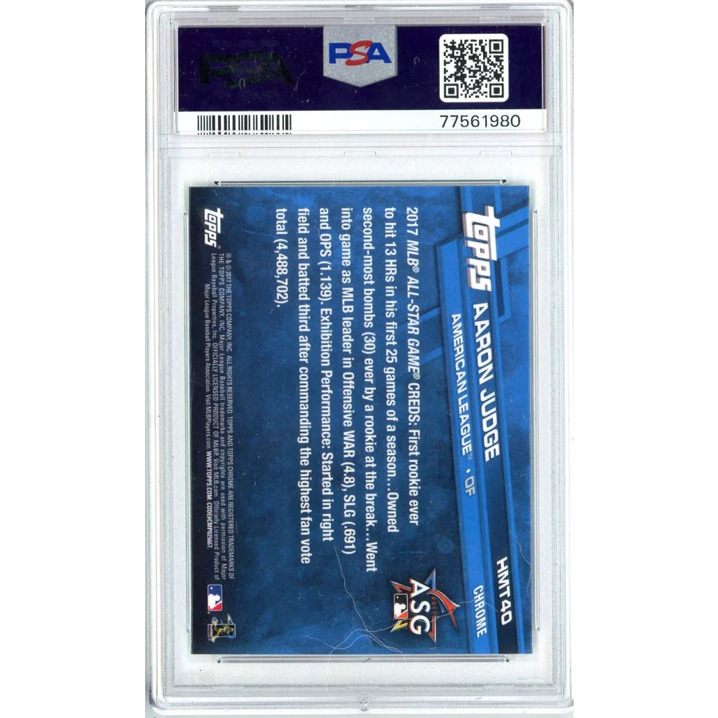 Graded 2017 Topps Chrome Aaron Judge HMT40 Rookie PSA 10 Gem Mint Card