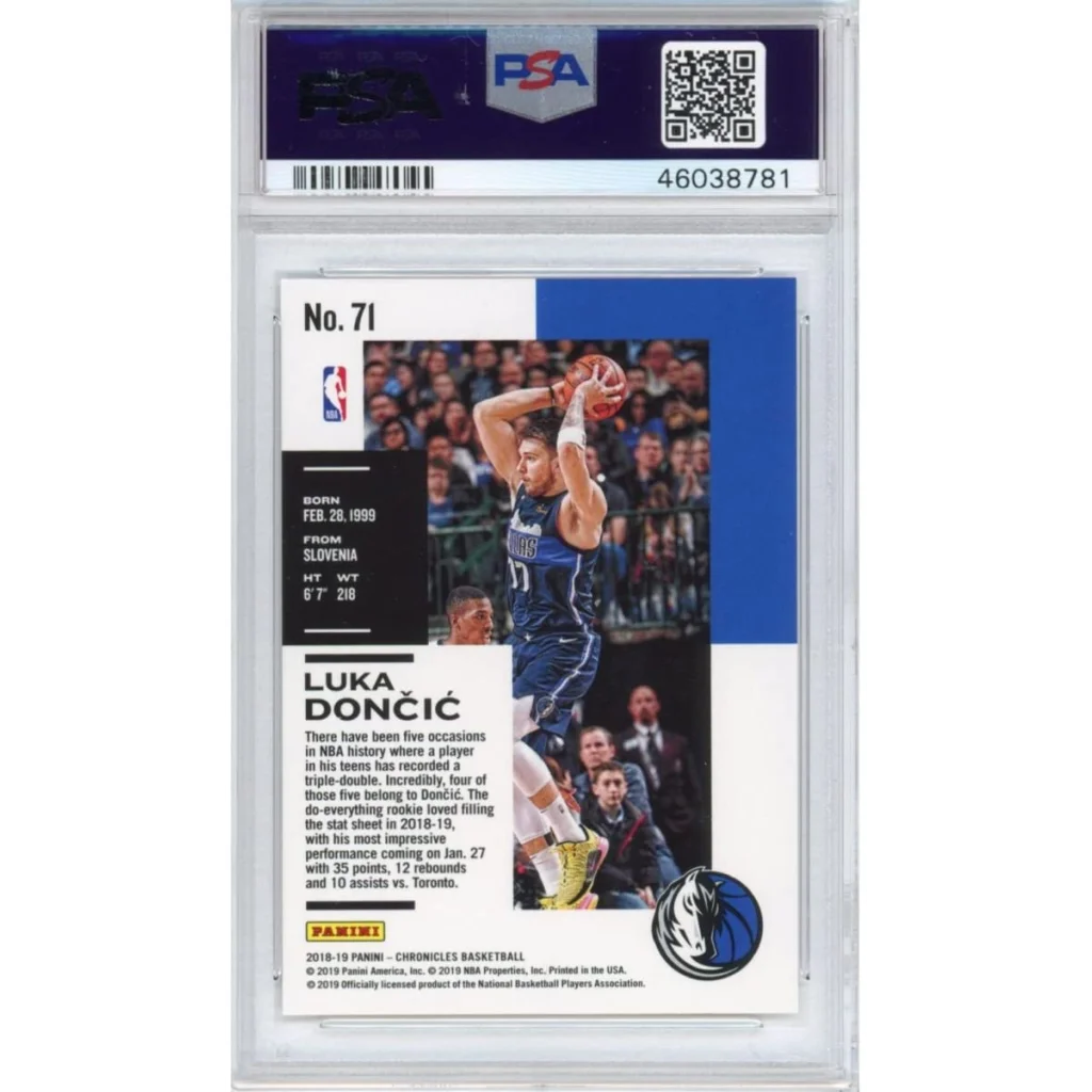 PSA 10 Graded 2018-19 Panini Chronicles Luka Doncic #71 Rookie Card in Slab