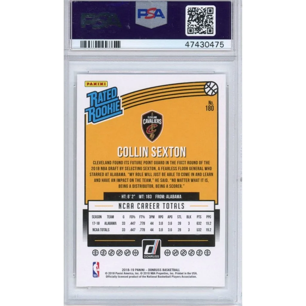 2018-19 Panini Donruss Collin Sexton #180 Rookie RC PSA 10 Gem Mint Card