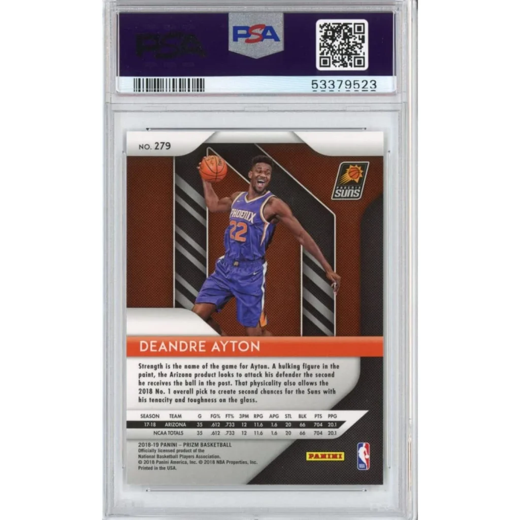 Graded 2018-19 Panini Prizm Deandre Ayton #279 Rookie RC Basketball Card PSA 10 Gem Mint | PSA 10 Gem Mint Graded Rookie Card | vintageantiquesgifts.com