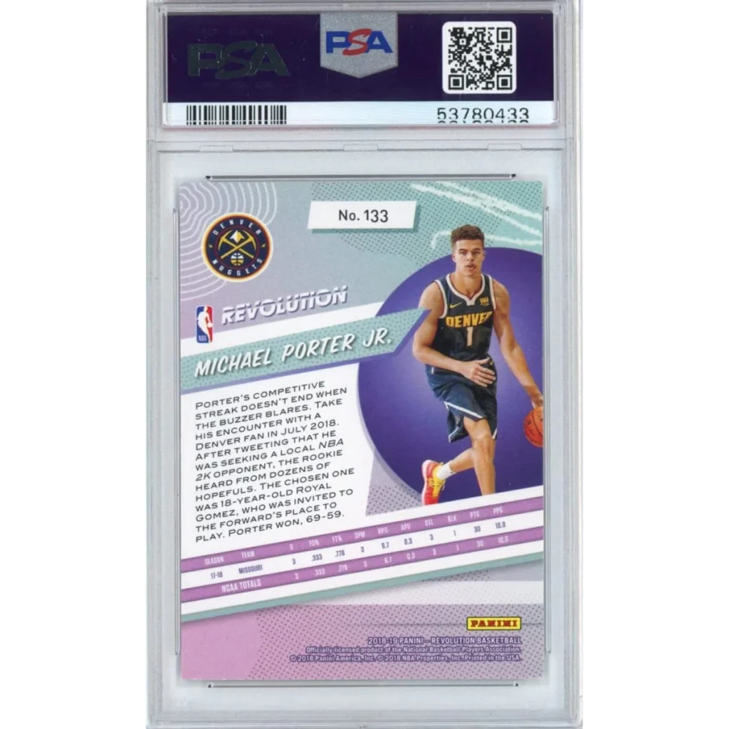 Gem mint Panini Revolution Michael Porter Jr basketball card displayed for collectors