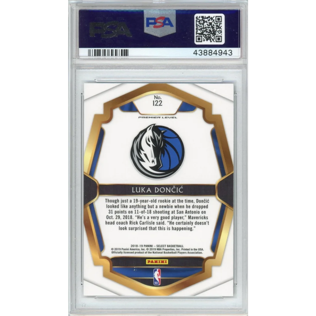 Graded 2018-19 Panini Select Luka Doncic #122 Premier Level Rookie RC Basketball Card PSA 10 Gem Mint | PSA 10 Gem Mint Graded Rookie Card | vintageantiquesgifts.com