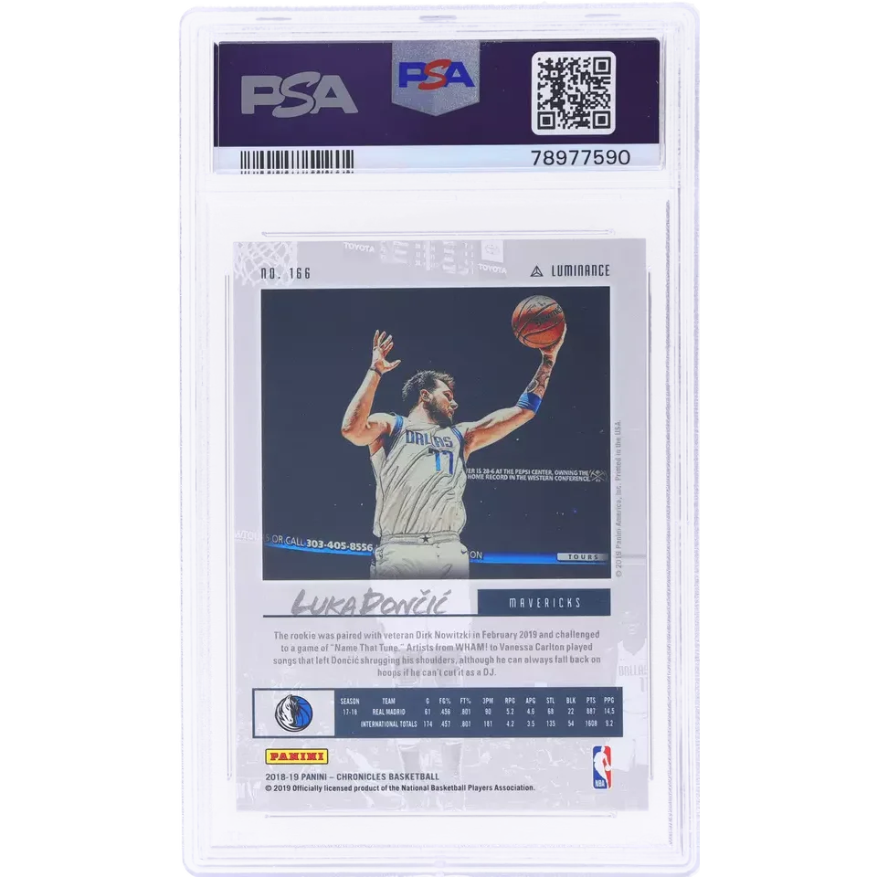Graded 2018 Panini Chronicles Luka Doncic #166 Rookie RC Basketball Card PSA 10 Gem Mint | PSA 10 Gem Mint Graded Rookie Card | vintageantiquesgifts.com