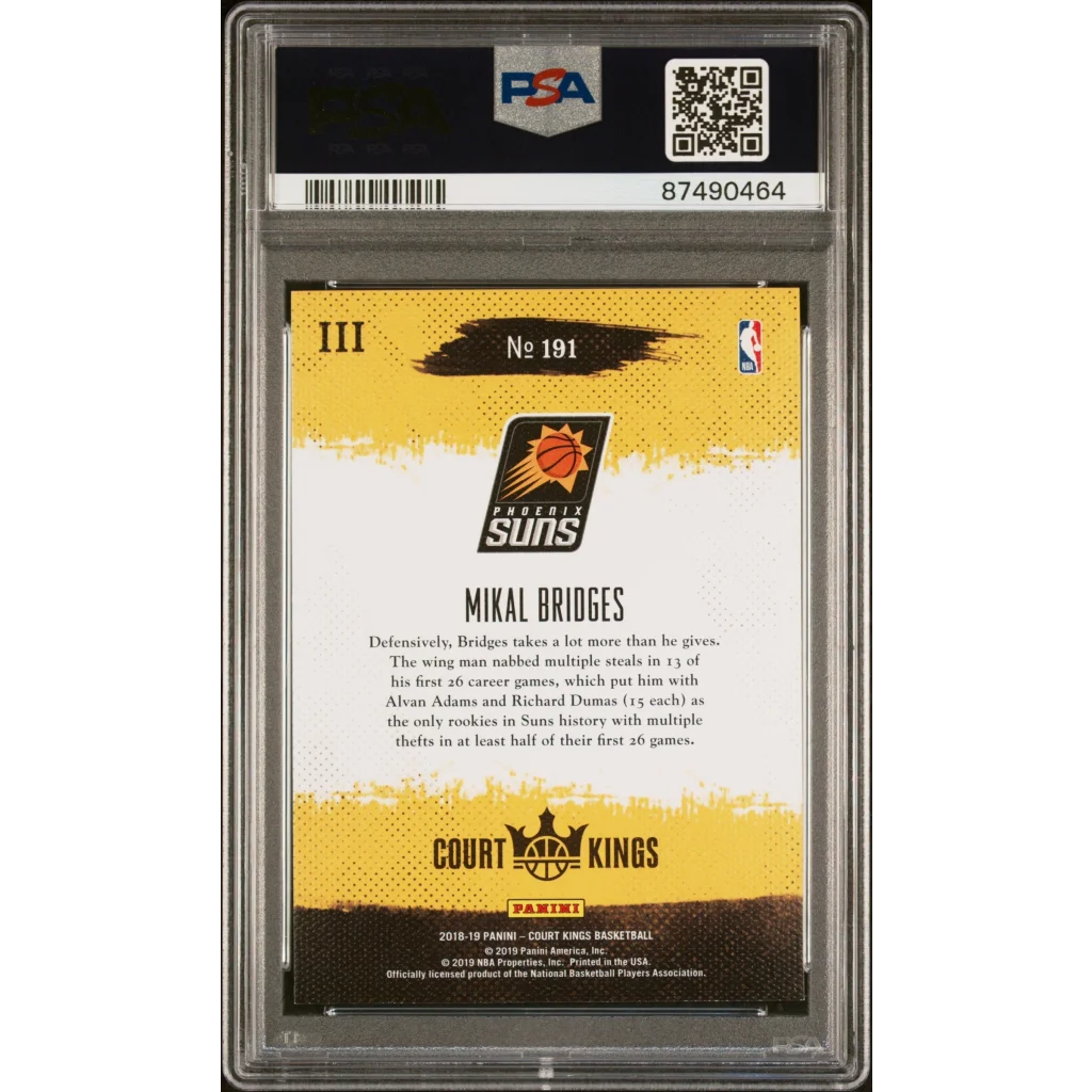 Graded NBA Mikal Bridges PSA 10 Gem Mint Rookie Card 2018 Court Kings