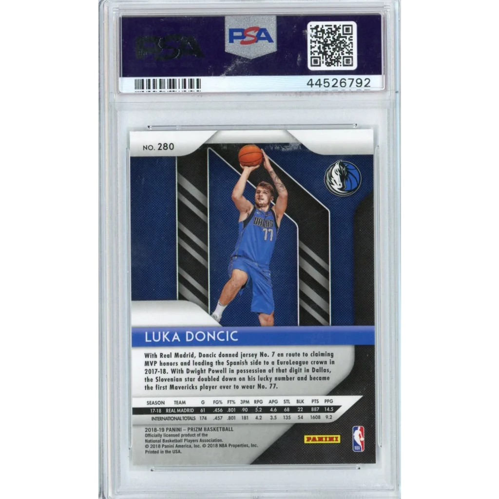 Graded PSA 10 2018 Panini Prizm Luka Doncic #280 Rookie RC Mavericks Card