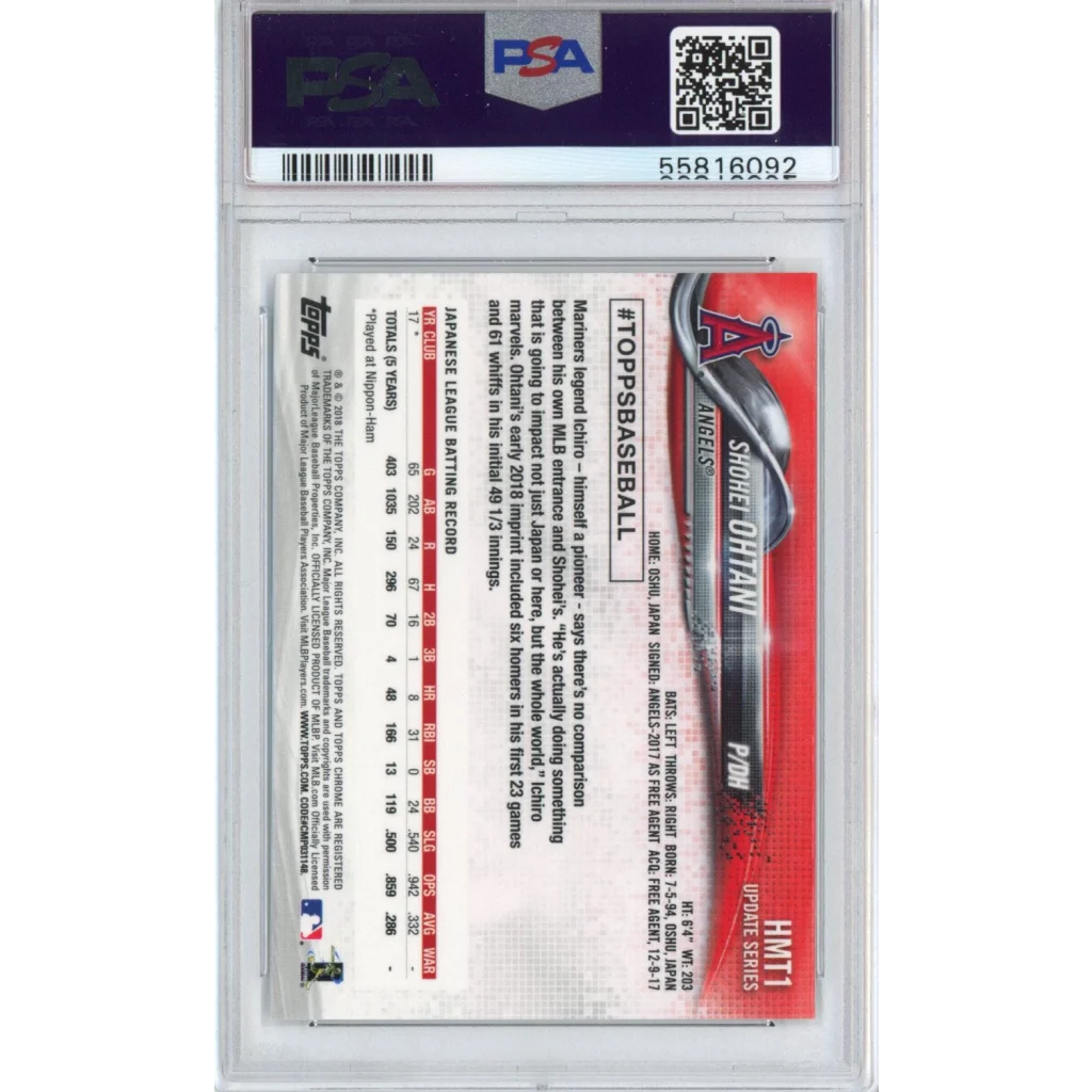 Graded 2018 Topps Chrome Update Shohei Ohtani #HMT1 Rookie RC Baseball Card PSA 10 Gem Mint | PSA 10 Gem Mint Graded Rookie Card | vintageantiquesgifts.com