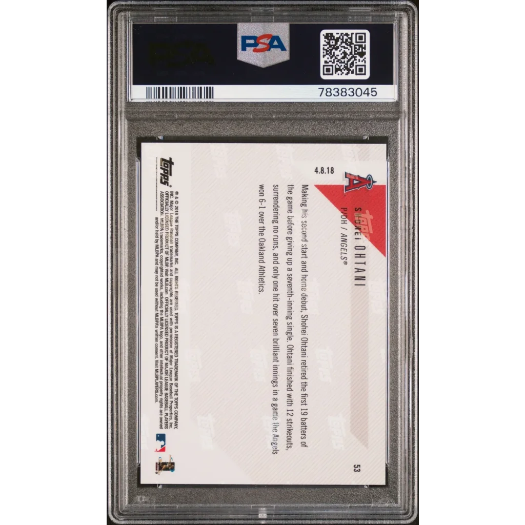 PSA 10 Graded 2018 Topps Now Shohei Ohtani #53 Rookie Card in Slab
