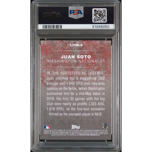 Graded 2018 Topps Update Juan Soto #LITM8 Legends in the Making Rookie RC Baseball Card PSA 10 Gem Mint | PSA 10 Gem Mint Graded Rookie Card | vintageantiquesgifts.com