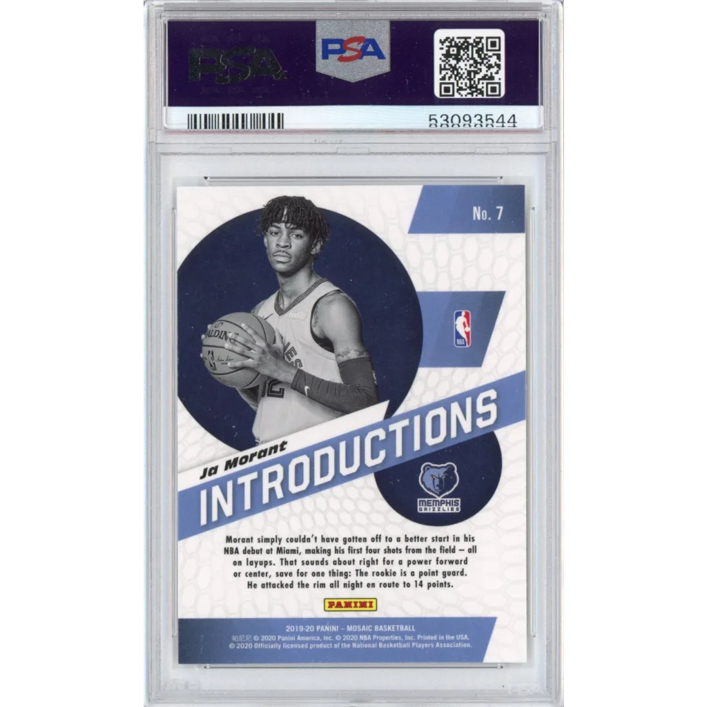 Graded 2019-20 Panini Mosaic Ja Morant #7 Introductions Rookie RC Basketball Card PSA 10 Gem Mint | PSA 10 Gem Mint Graded Rookie Card | vintageantiquesgifts.com