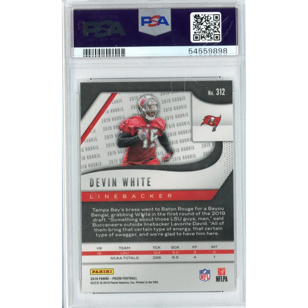 Graded PSA 10 2019 Panini Prizm Devin White #312 Rookie RC Card