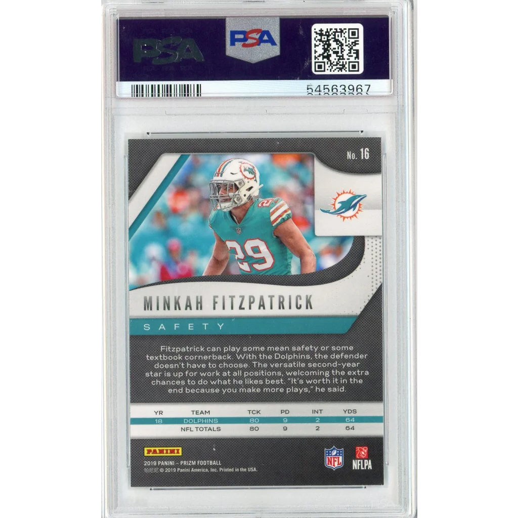 Graded 2019 Panini Prizm Minkah Fitzpatrick #16 Football Card PSA 10 Gem Mint | PSA 10 Gem Mint Graded Football Card | vintageantiquesgifts.com