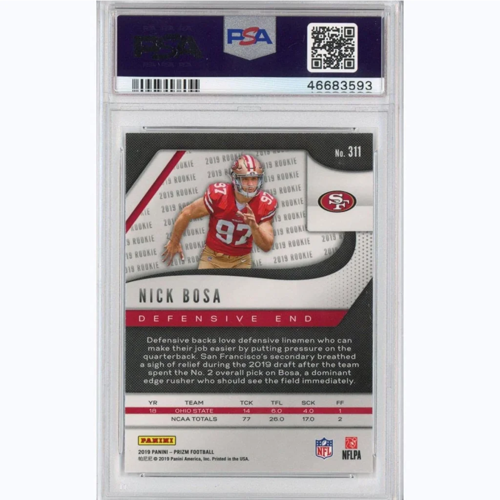 Graded 2019 Panini Prizm Nick Bosa #311 Rookie RC Football Card PSA 10 Gem Mint | PSA 10 Gem Mint Graded Rookie Card | vintageantiquesgifts.com