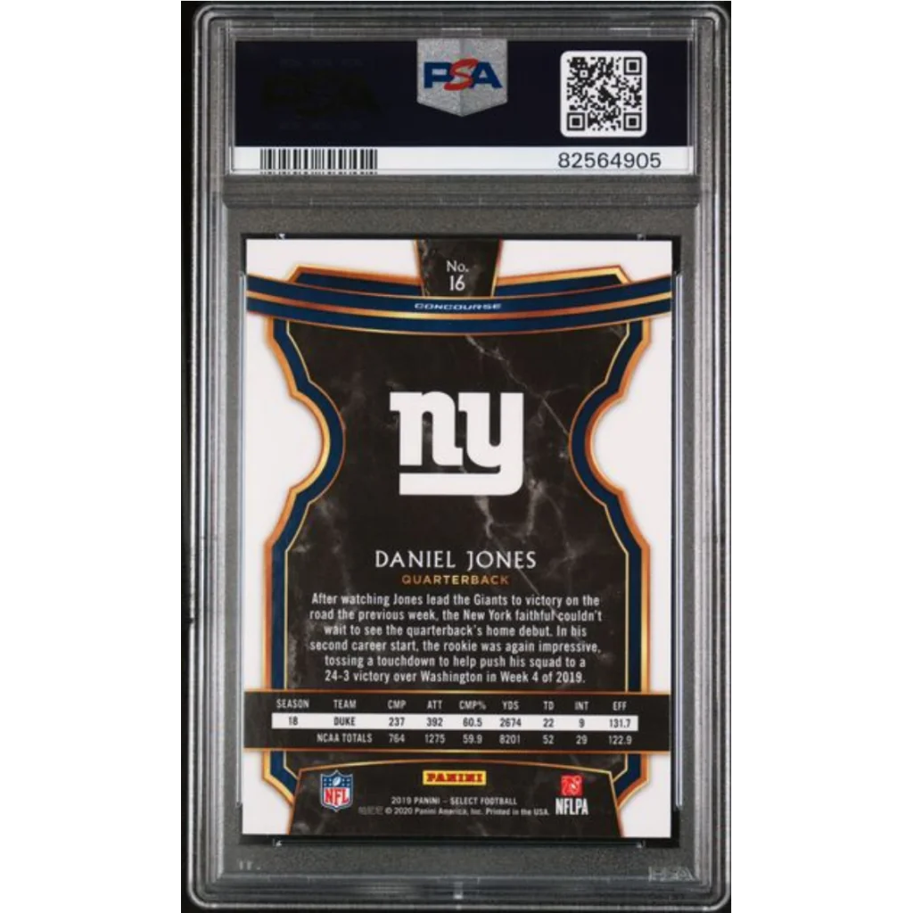 Graded 2019 Panini Select Daniel Jones #16 Rookie RC Football Card PSA 10 Gem Mint