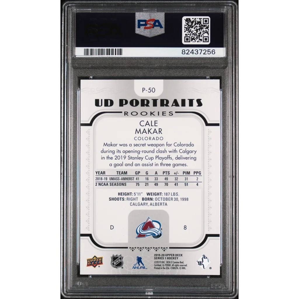 High-quality PSA graded Cale Makar hockey trading card for collectors