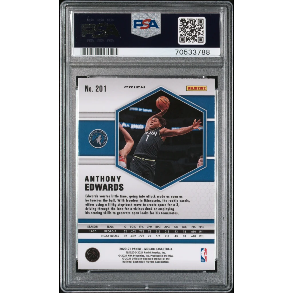 PSA graded Anthony Edwards rookie card with camo pink mosaic design