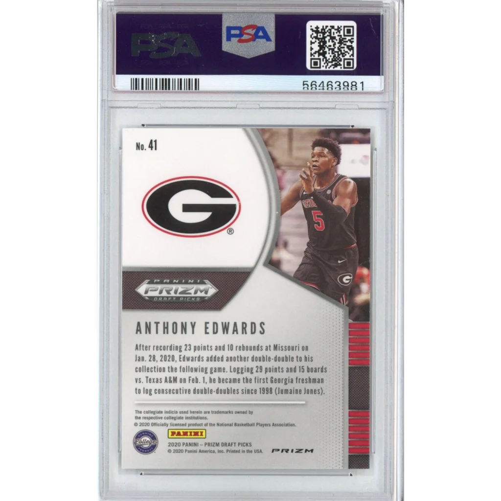 Graded PSA 10 2020-21 Panini Prizm Anthony Edwards #41 Silver Rookie RC