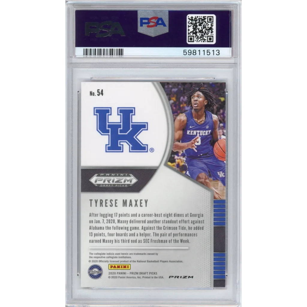 Graded 2020-21 Panini Prizm DP Draft Picks Tyrese Maxey #54 Pink Ice Rookie RC Basketball Card PSA 10 Gem Mint | PSA 10 Gem Mint Graded Rookie Card | vintageantiquesgifts.com
