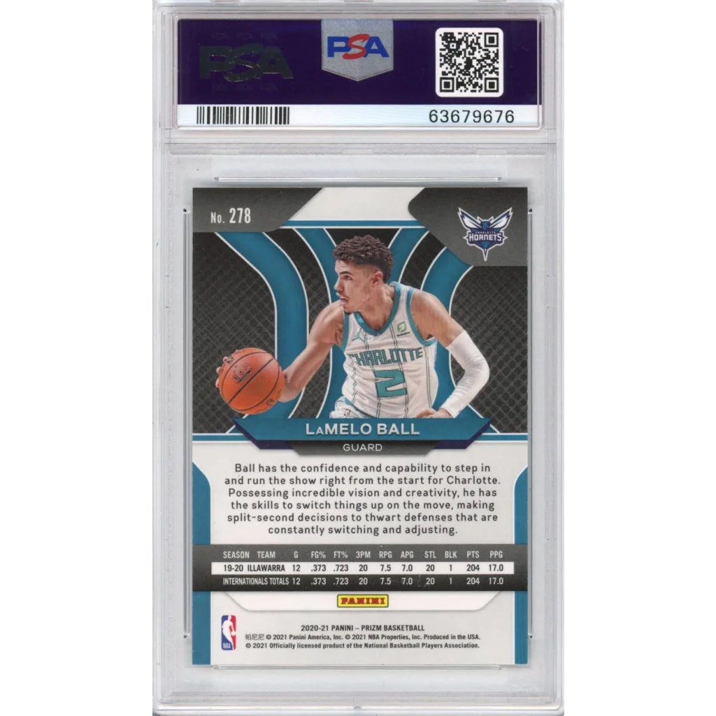 Graded 2020-21 Panini Prizm LaMelo Ball #278 Rookie RC Basketball Card PSA 10 Gem Mint | PSA 10 Gem Mint Graded Rookie Card | vintageantiquesgifts.com
