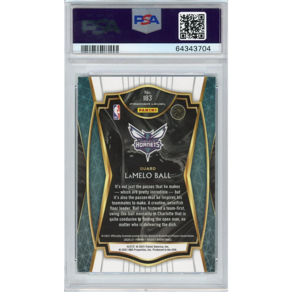 Graded 2020-21 LaMelo Ball Panini Select Rookie Card PSA 10 Gem Mint