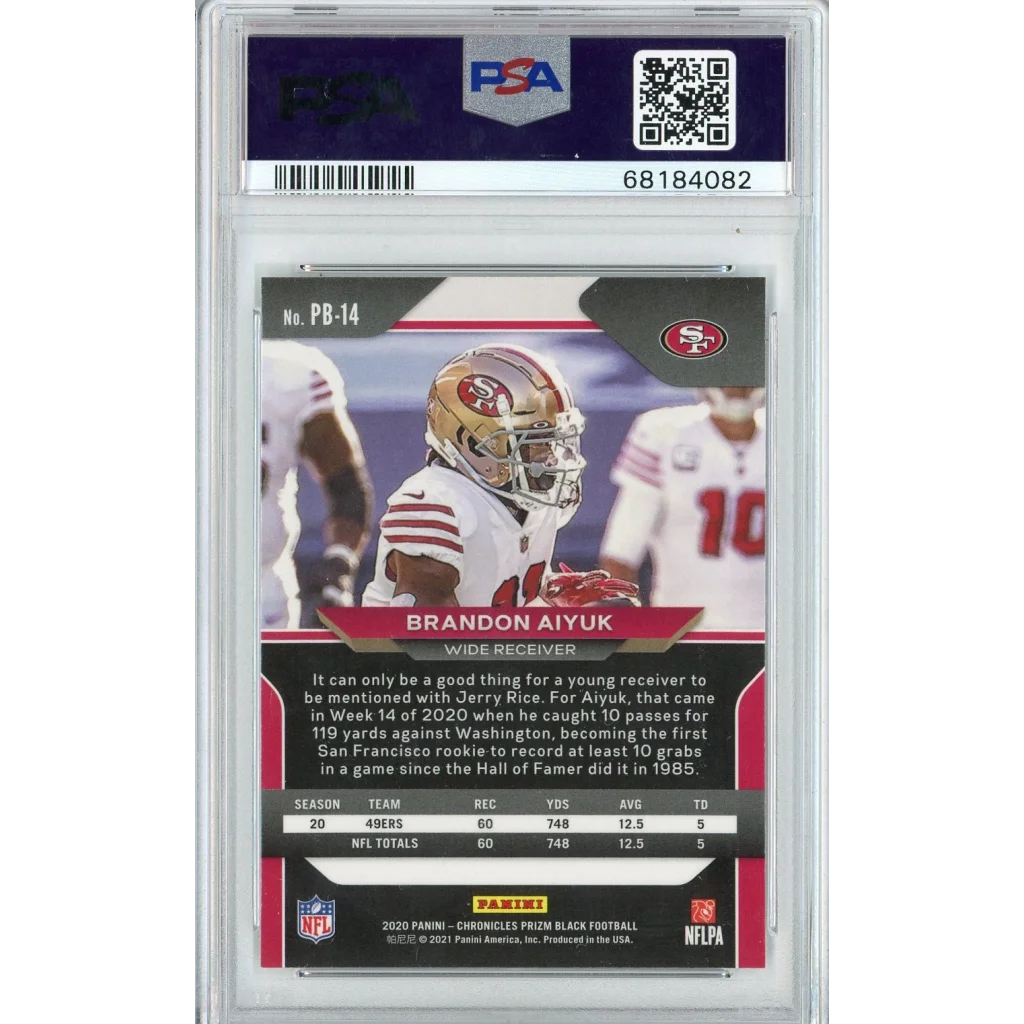 Graded Brandon Aiyuk Prizm Black Rookie Card GEM MT 10 PSA football trading card