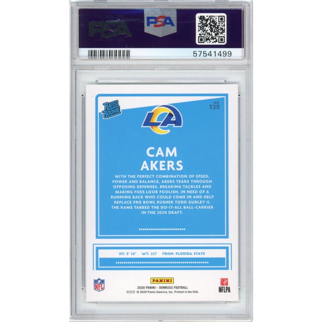 PSA 10 Graded 2020 Panini Donruss Cam Akers Rookie RC Football Card