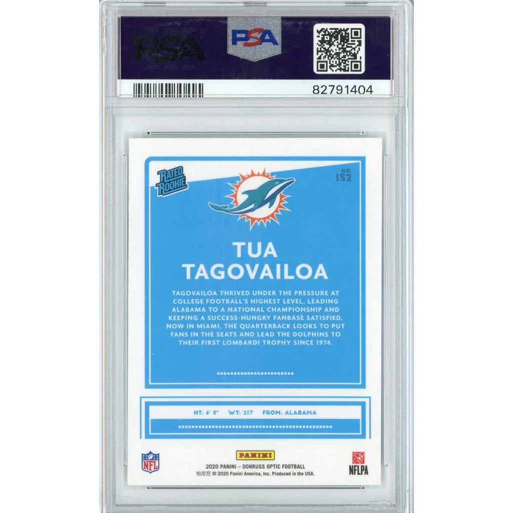 Graded Tua Tagovailoa Miami Dolphins 2020 Panini Donruss Optic Rookie Card PSA 10