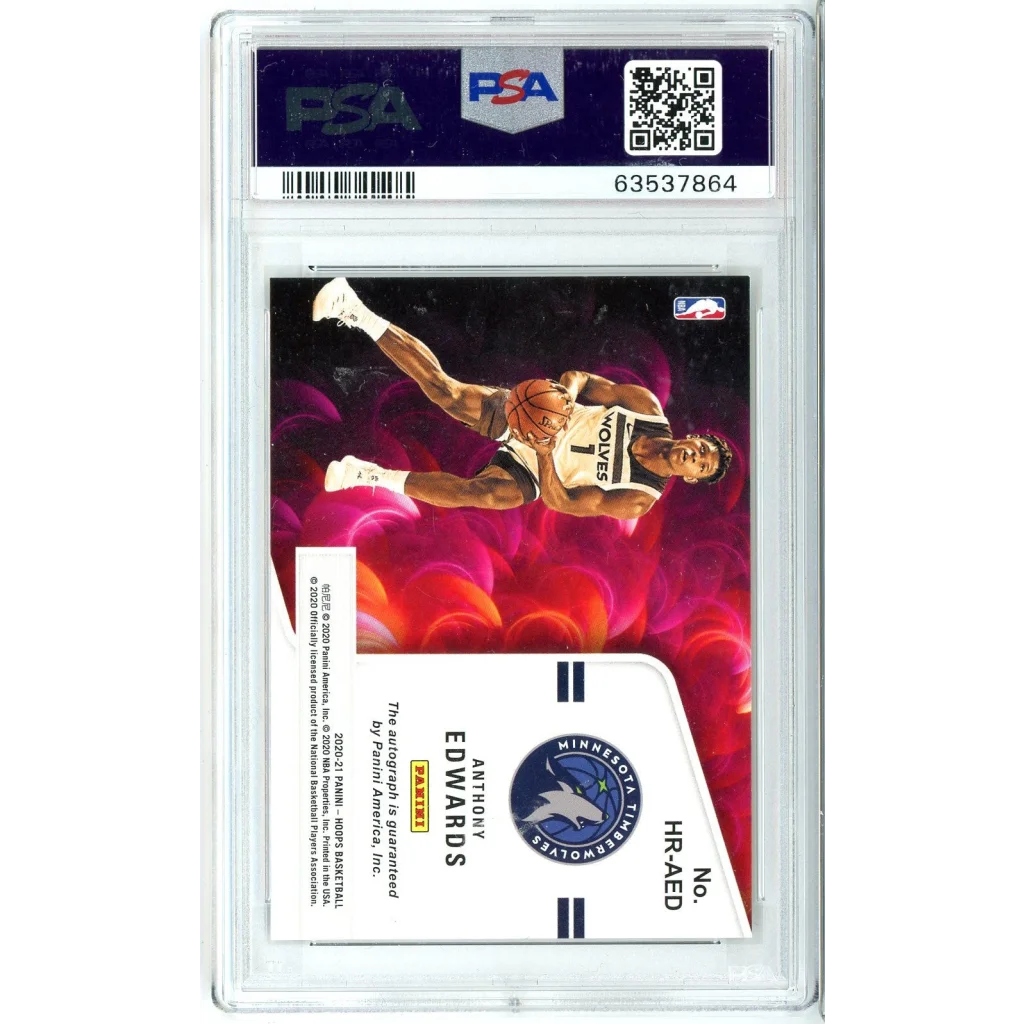 Graded 2020 Panini Hoops Anthony Edwards #HRAED Hot Signature Rookies Auto Rookie RC Basketball Card PSA 9 Mint