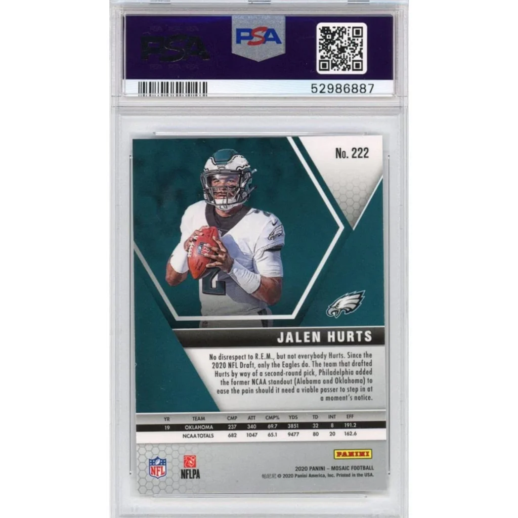 PSA 10 Graded 2020 Panini Mosaic Jalen Hurts Eagles Rookie RC #222