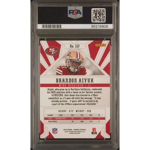 Graded PSA 10 Brandon Aiyuk 2020 Panini Phoenix Fire Burst Rookie Card