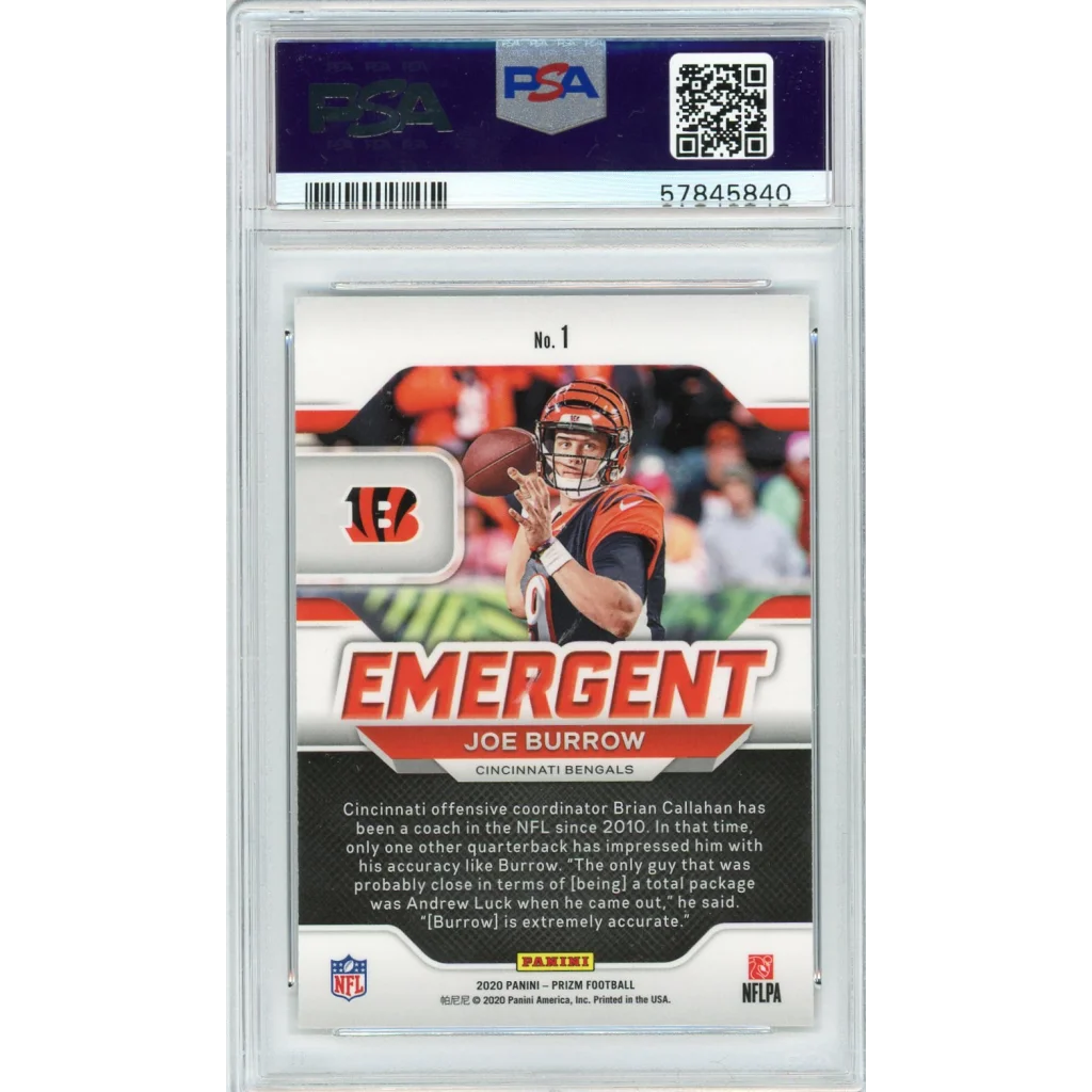 Graded PSA 10 Joe Burrow 2020 Panini Prizm Emergent Rookie Card