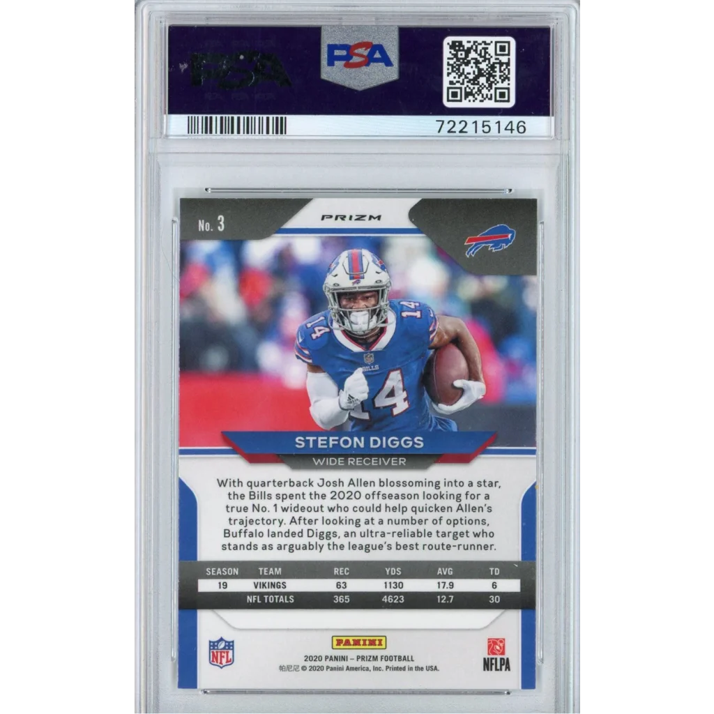 Graded 2020 Panini Prizm Stefon Diggs #3 White Sparkle Football Card PSA 10 Gem Mint | PSA 10 Gem Mint Graded Football Card | vintageantiquesgifts.com