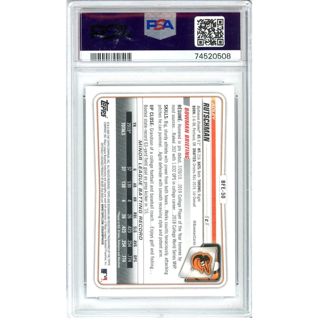 Graded Trey Mancini 2019 Topps Orioles PSA 8 BFE-50 Baseball Card Slab