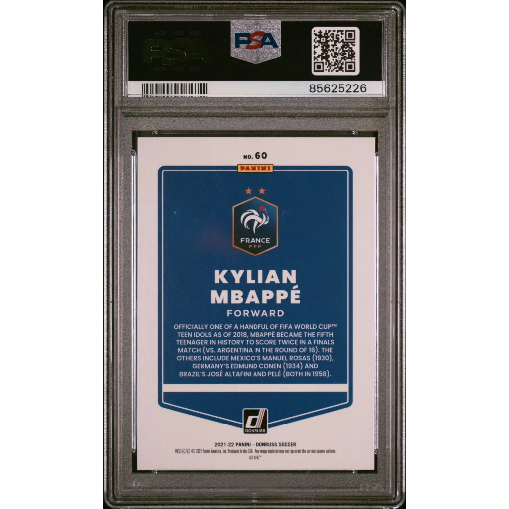 Graded Kylian Mbappé soccer card PSA 2021 Donruss collectible for fans