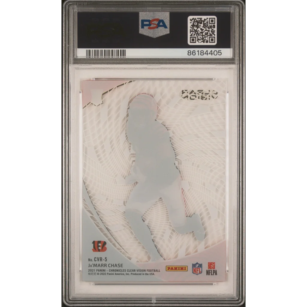 Graded 2021 Panini Chronicles Ja'Marr Chase #CVR5 Clear Vision Rookies RC Football Card PSA 10 Gem Mint | PSA 10 Gem Mint Graded Rookie Card | vintageantiquesgifts.com