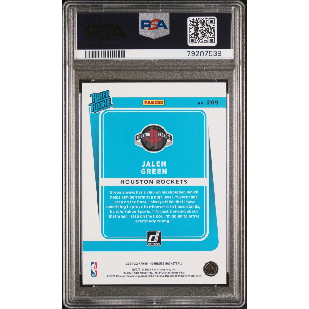 PSA 10 Graded 2021 Panini Donruss Jalen Green Holo Orange Laser Rookie Card