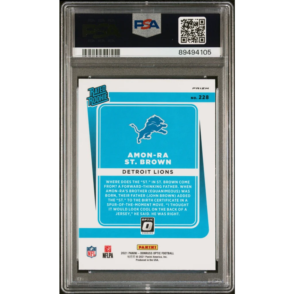 Graded PSA 10 2021 Panini Donruss Optic Amon-Ra St. Brown Lions Rookie Card