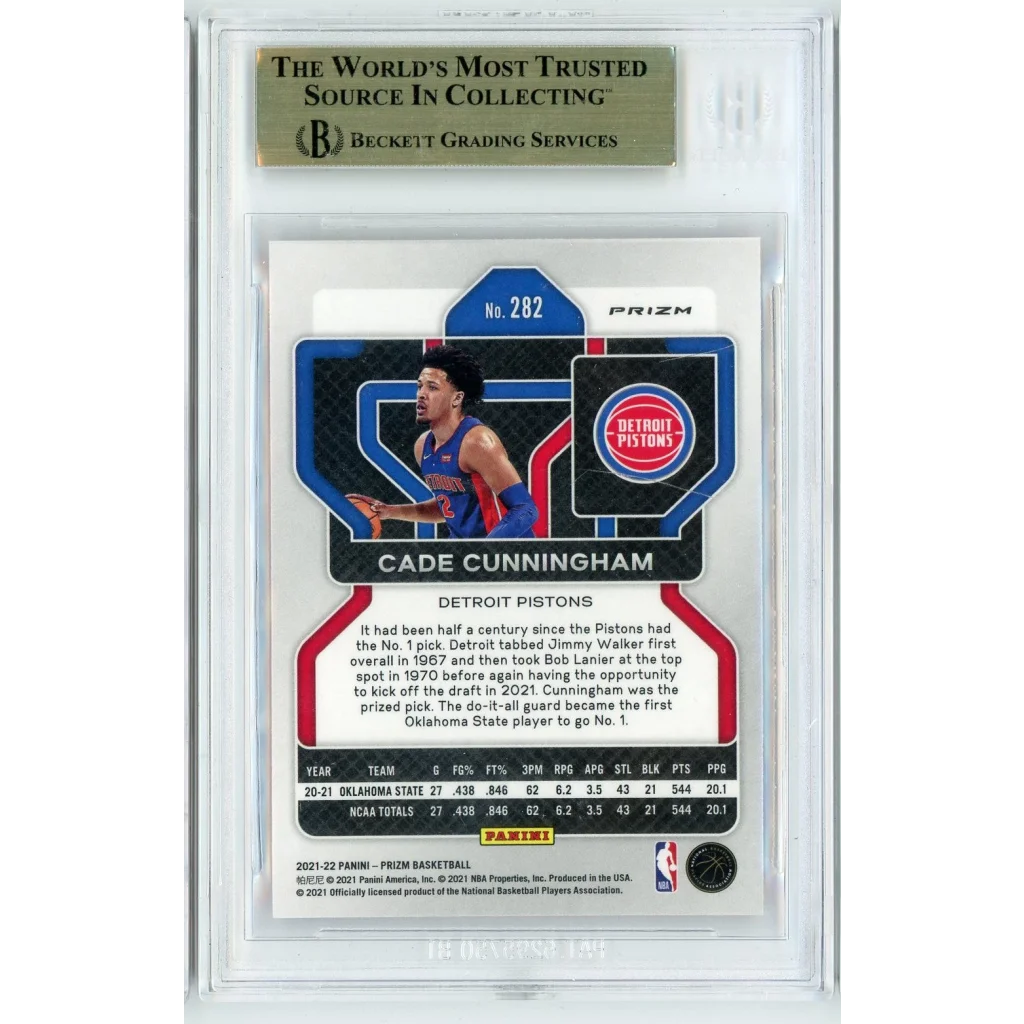 Graded 2021 Panini Prizm Cade Cunningham 282 Ruby Wave Rookie RC Basketball Card BGS 9.5 Gem Mint | BGS 9.5 Gem Mint Graded Rookie Card | vintageantiquesgifts.com