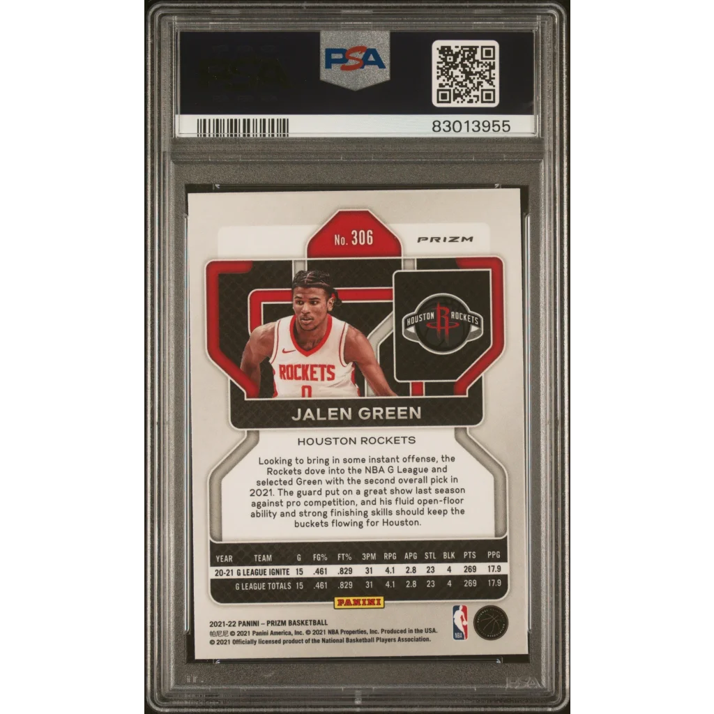 Graded 2021 Panini Prizm Jalen Green #306 Ice Rookie RC Basketball Card PSA 10 Gem Mint | PSA 10 Gem Mint Graded Rookie Card | vintageantiquesgifts.com