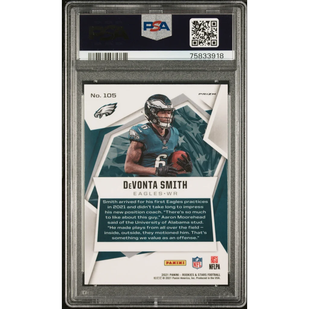 Graded Devonta Smith 2021 Panini Rookies Stars Pulsar Prizm football card