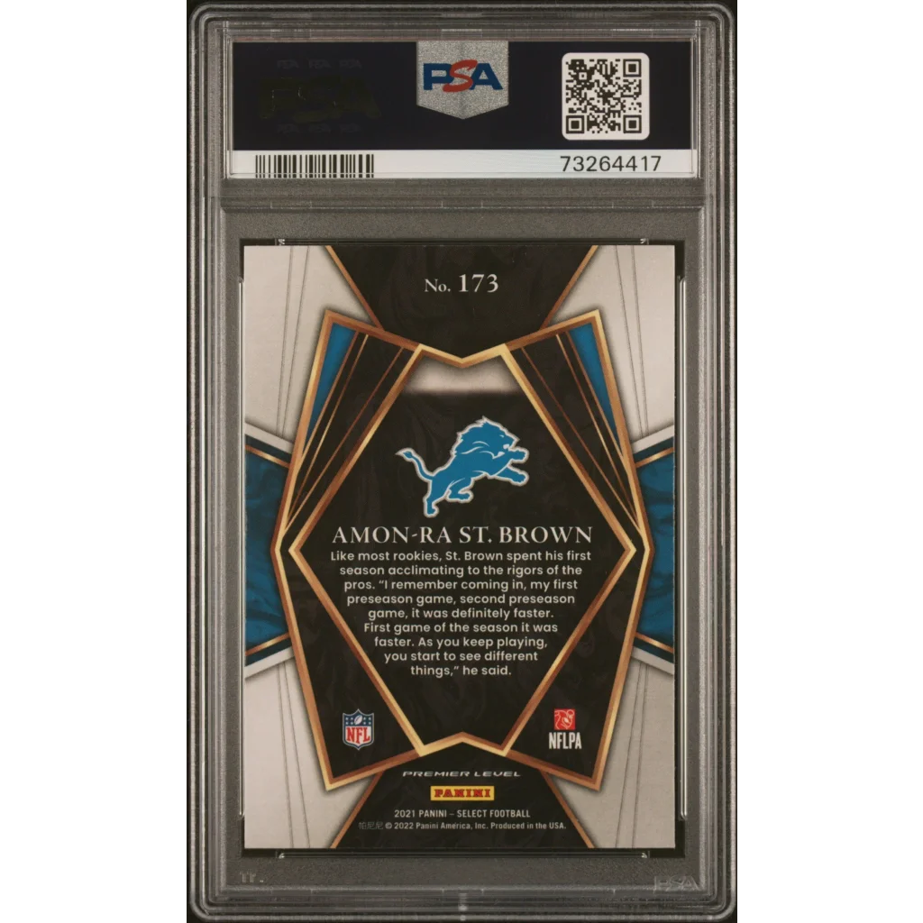 PSA graded Amon-Ra St. Brown 2023 Panini Select football card