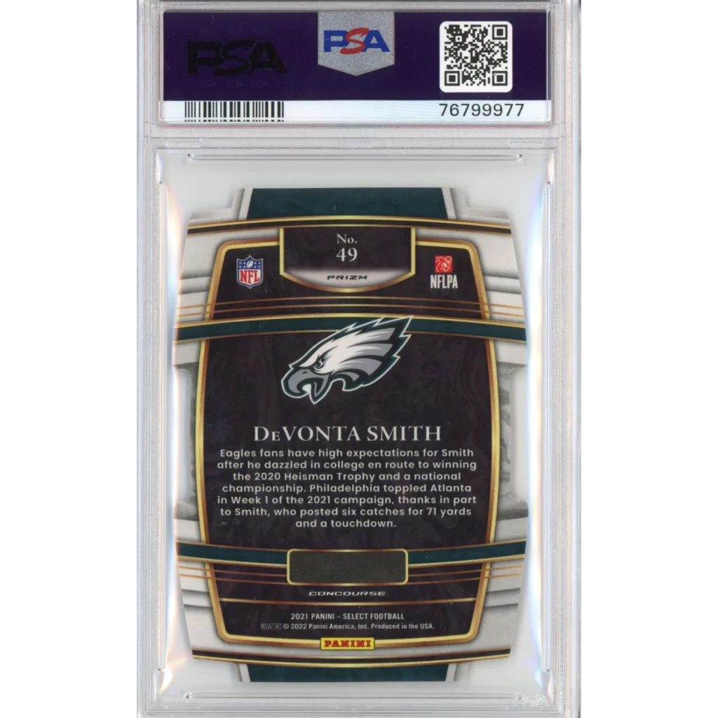 PSA 10 Graded 2021 Panini Select Devonta Smith Silver Prizm Rookie Card