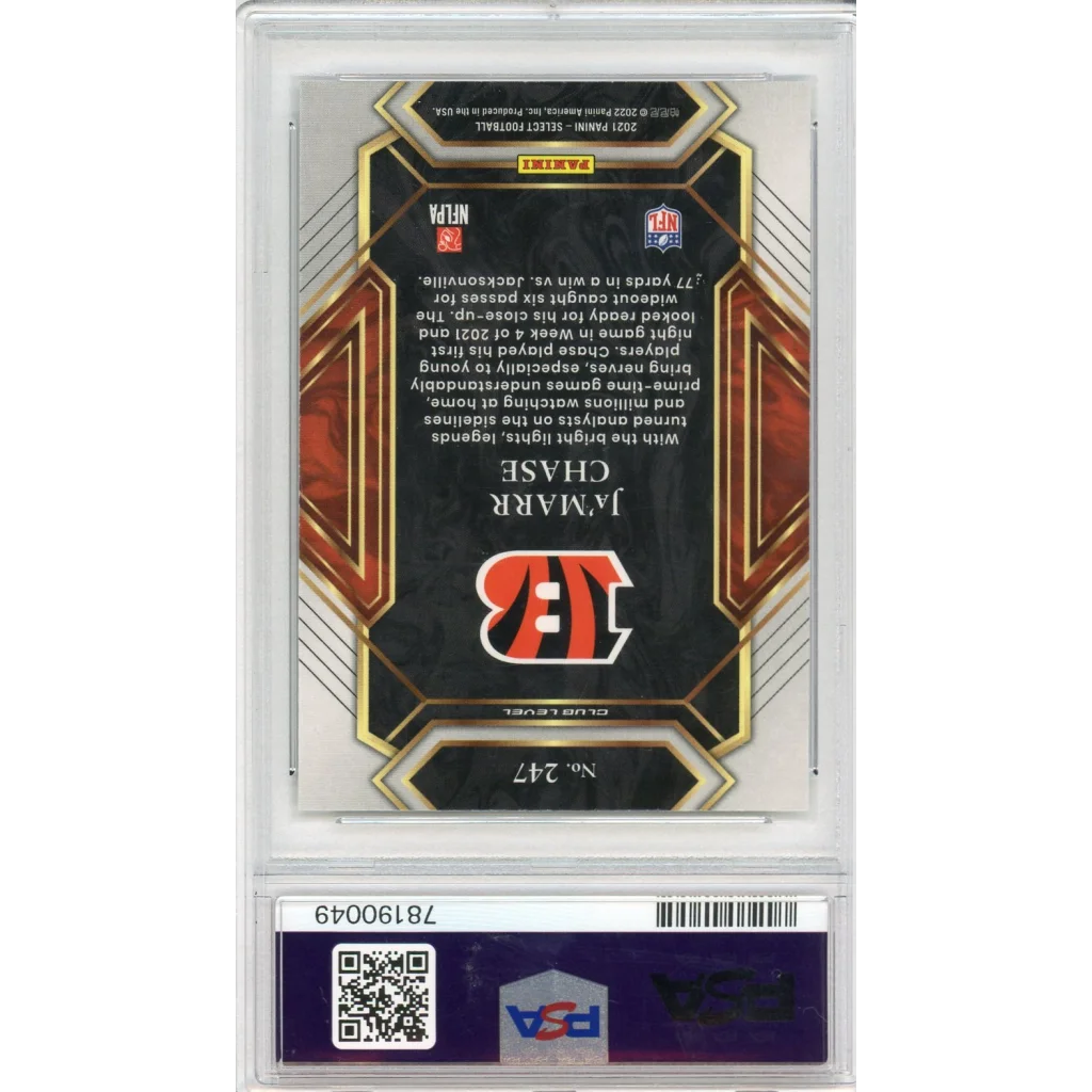 Graded JaMarr Chase football sports card PSA 10 Gem Mint Rookie Pristine condition