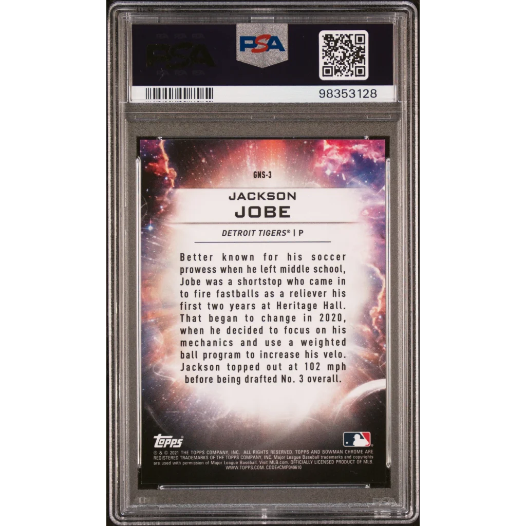 Graded 2021 Topps Bowman Draft Jackson Jobe PSA 10 Gem Mint rookie card